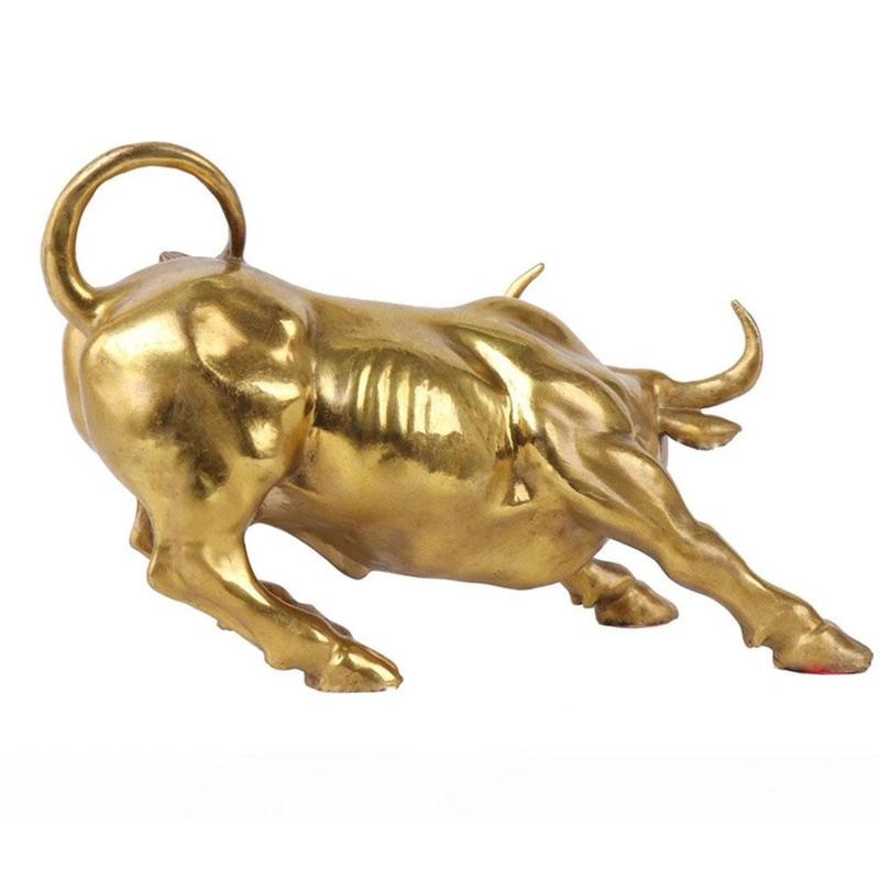 100% Brass Bull Wall Street Cattle Sculpture Copper Cow Statue Mascot ...