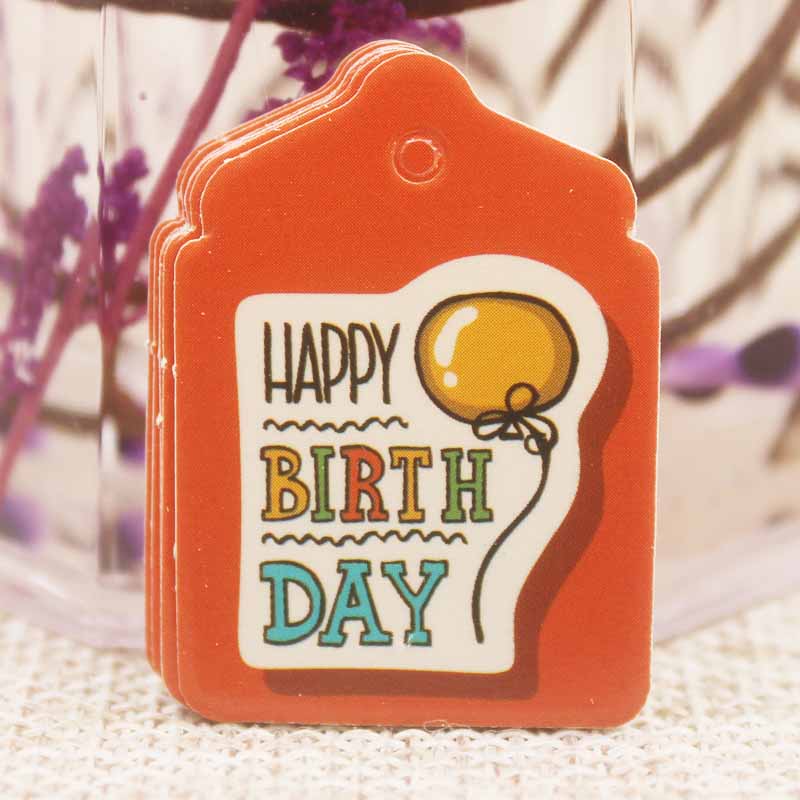 Feiluan tillykke med fødselsdagen serie dekoration tag diy fuld farve print papir label tag candy favors tag 50pc+50 reb