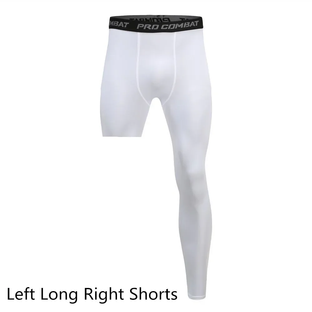 Compressiebroek voor heren Basislaag Oefenbroek Hardlopen Sport Cropped legging met één been Basketbal Voetbal Yoga Fitness: XL / Black