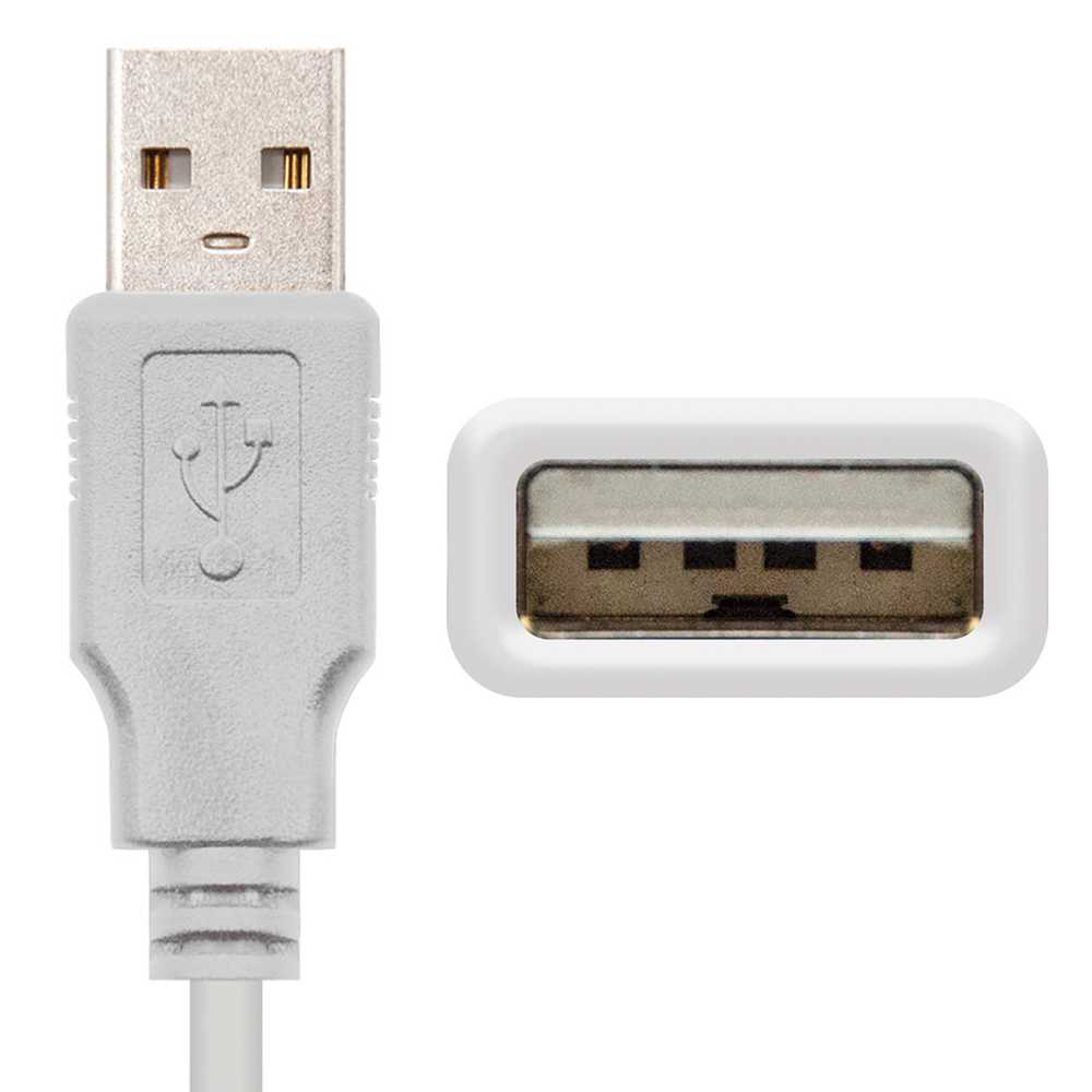 Nanokable 10.01.0202 1m USB 2.0 typ rozszerzenie męskie i żeńskie kabel beżowy przedłużacz ołowiu do drukarki PC Laptop