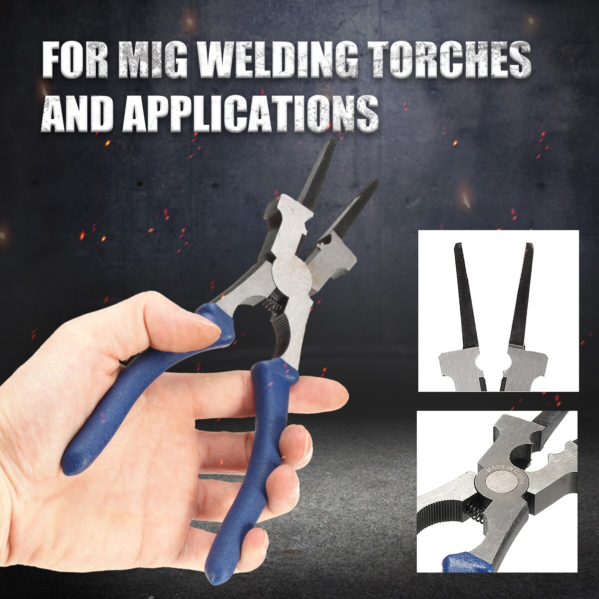 Flat Mouth MIG Welding Pliers Insulated Handle Carbon Steel for Welding Torch Mig Wire Cutting Multipurpose Tools Spring Loaded