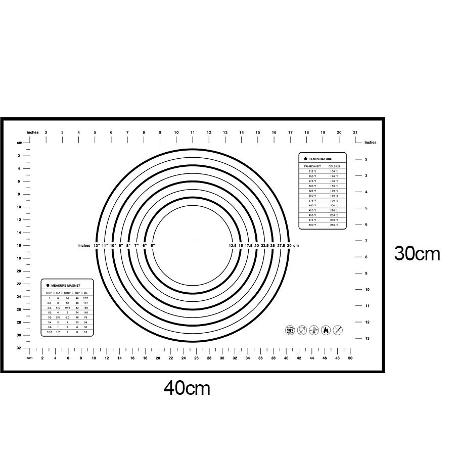 Reusable Silicone Baking Mat For Rolling Dough Pad Pizza Maker Pastry Kitchen Gadgets Bakeware Kneading Pad Accessories: Black 30x40cm
