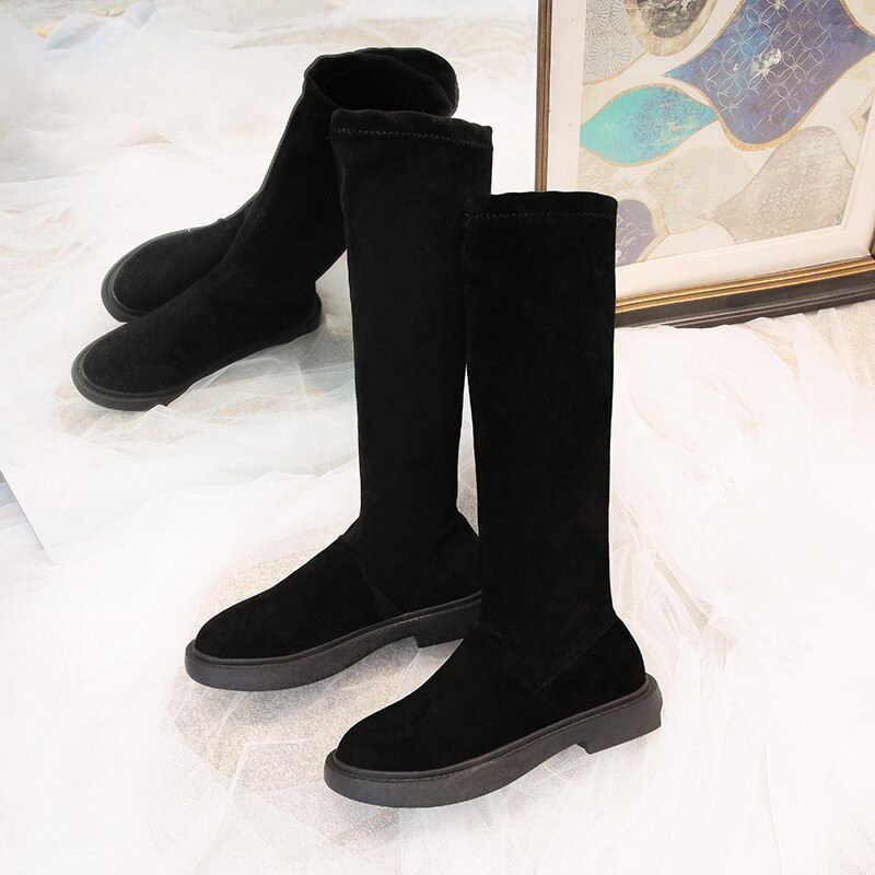 Bottes d'hiver extensibles à genoux pour femmes, bottes longues de créateur, chaussettes de créateur, collection
