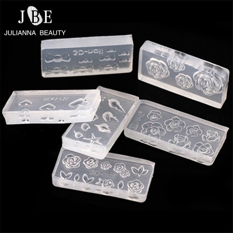 10Pcs 3D Acryl Mal Voor Nail Sjablonen Manicure Diy Nagels Decoratie Tool Diy Diamant Ijs Nail Art Sjablonen