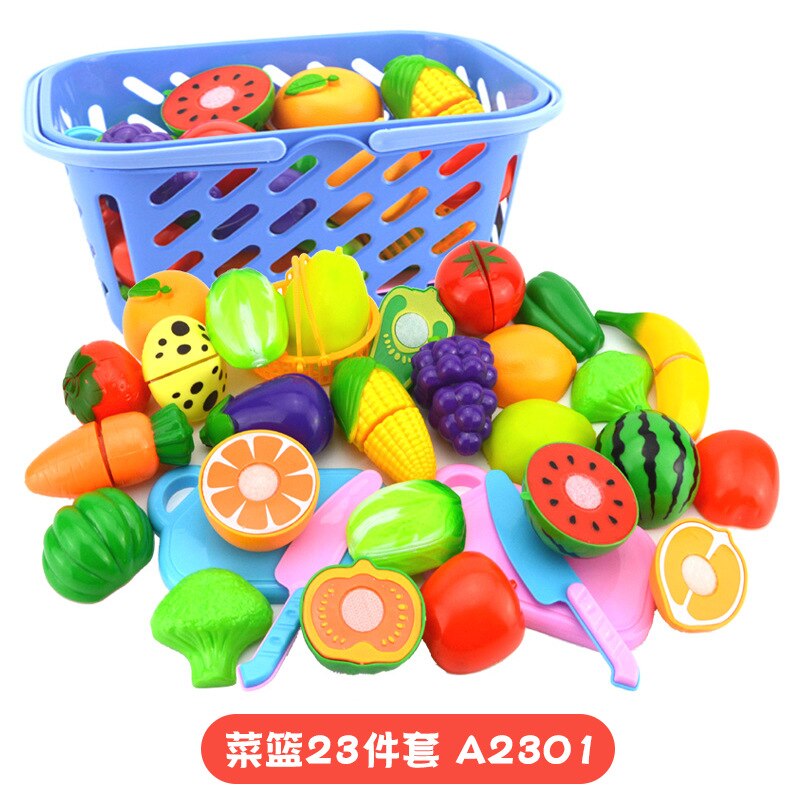 23Pcs/Set Children Play House Toy Cutting Fruit Vegetable Food Pretend Play House Toys for Children Kids Educational Toys: food basket 23Pcs