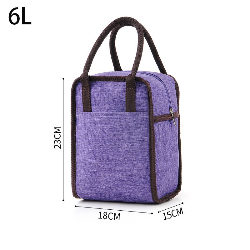6L Thermal Insulated Bags For Women Kids Tote Picnic Cooler Lunch Bag Cooler Bento Lunch Box Tote Bags: Purple