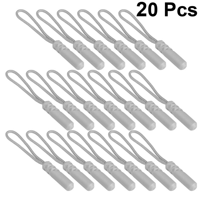 20 stuks cilinderkop rits trekker kleding plastic rits kop compacte rits trekkoord multifunctionele rits trekker voor kleding: Grijs