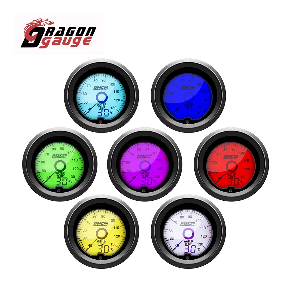 DRAGON GAUGE 52mm Tachometer Voltmeter Boost Vacuum Water Temp Oil Temp Oil Press Air Fuel Ratio EGT Gauge LCD Gauge for 12V Car