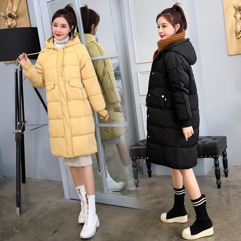 Winter dons katoenen damesjas warme dikke dames bovenkleding capuchon parka's plus size losse casual lange jassen dames