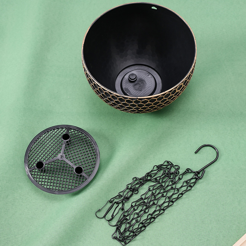 1 Stuk 10Cm (H) Imitatie Rotan Geweven Hangende Mand Bloempot Plastic (Inclusief Ketting) Huis Tuin Groene Plant Plantion