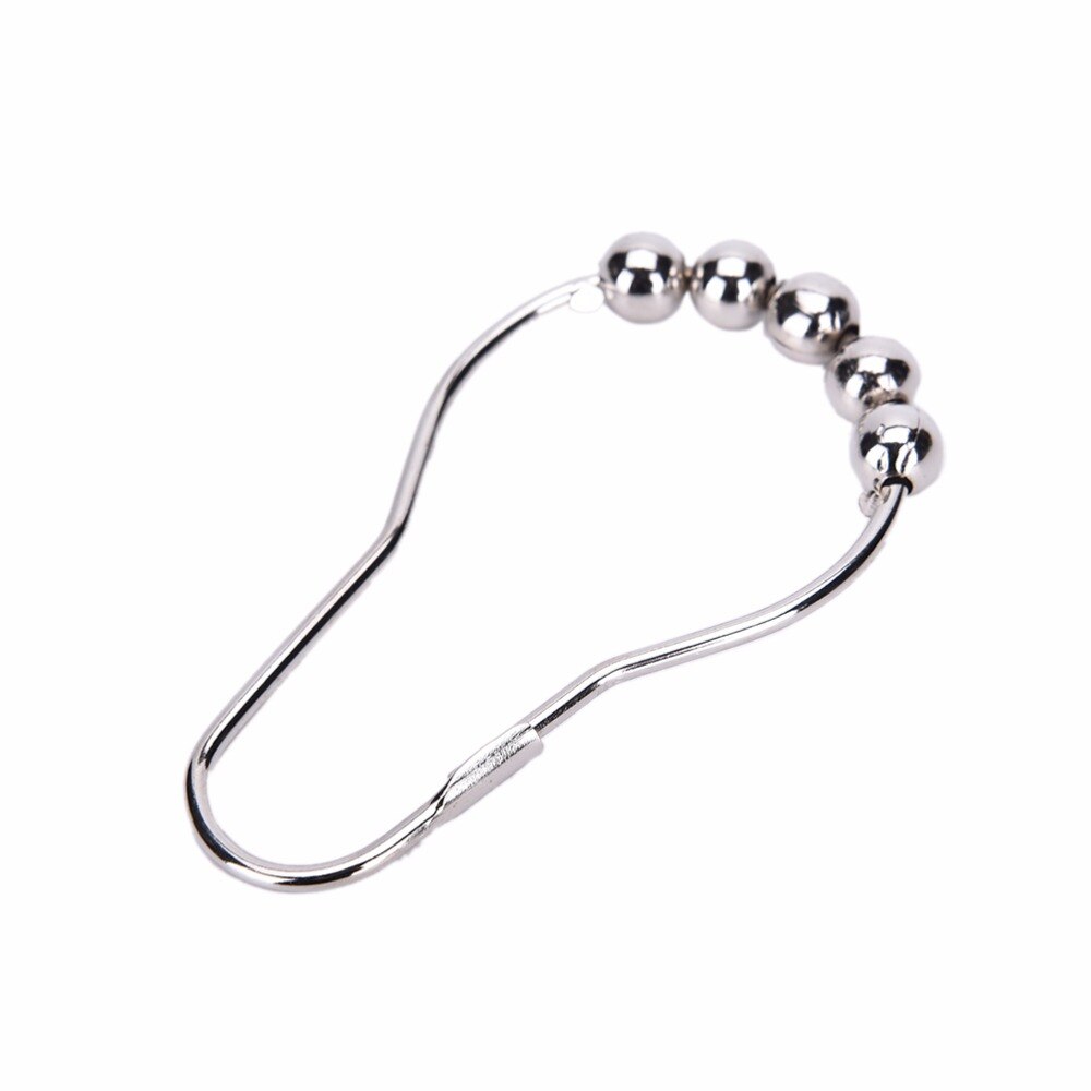 Anneaux de rideau de douche polis, 12 pièces, 5 boules de rouleau, crochets de rideau en Nickel satiné,