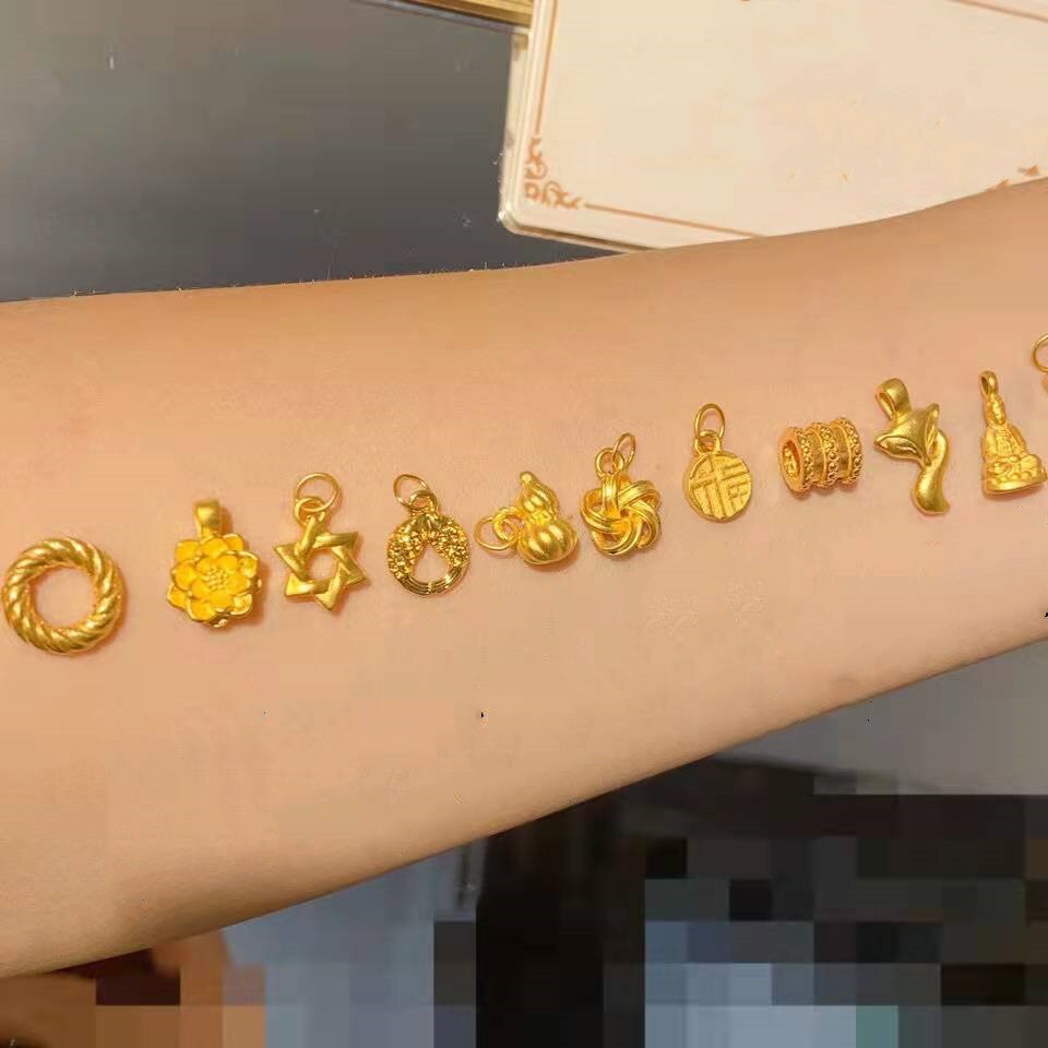 #39 #39 halsband äkta 999 guld hänge 24k blommor stjärnor dam hängen utsökt fabrik