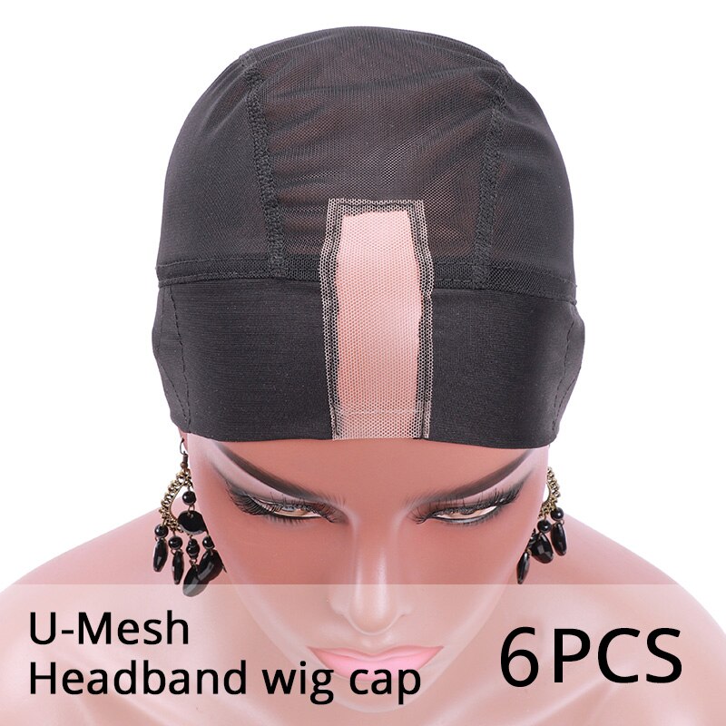 Nunify Wig Net Cap Weaving Caps For Making Headband Wig Black Adjustable Wave Cap With Wig Grip Headband 6Pcs/Lot: UMESHHeadbandCap6