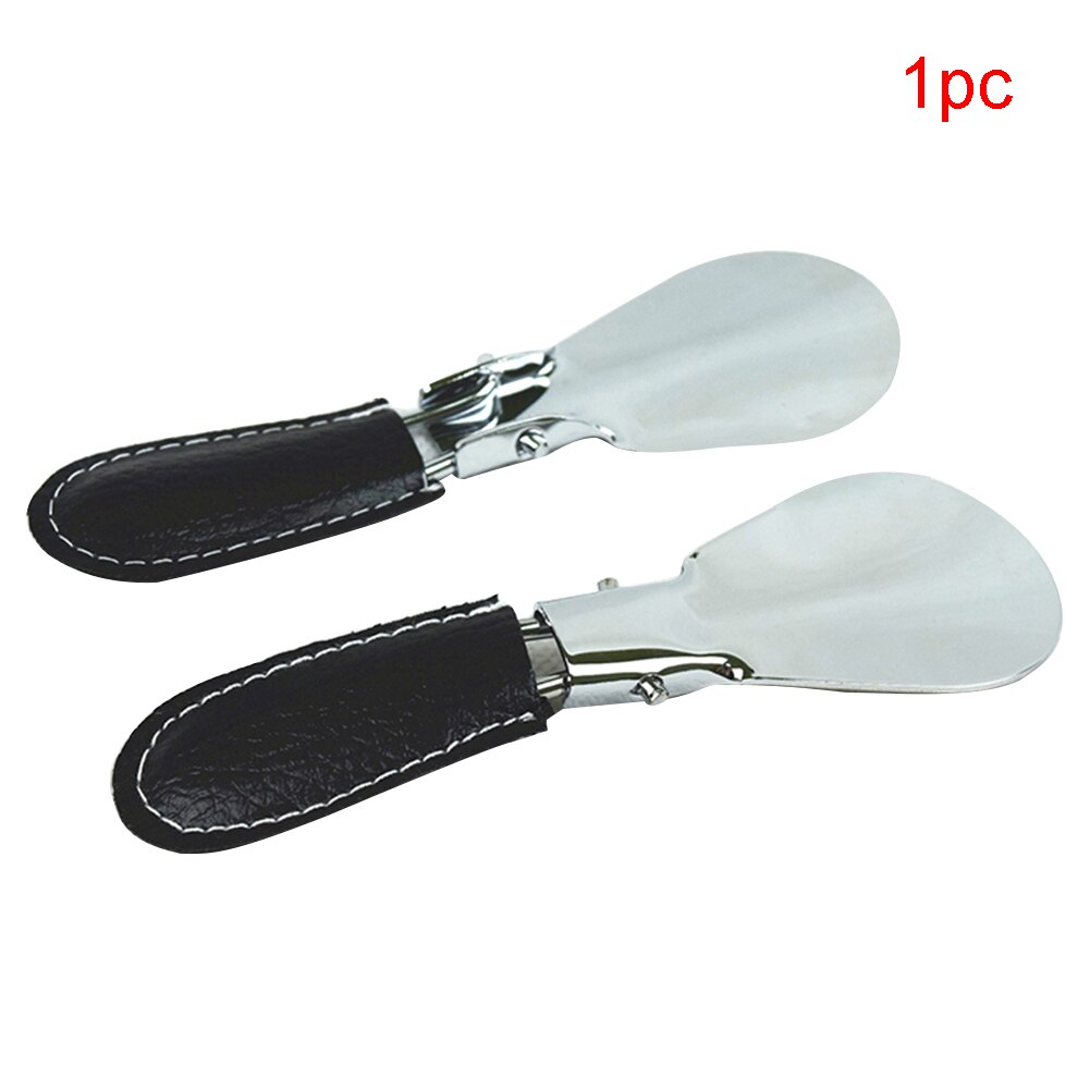 Leather Case Useful Foldable Accessories Shoe Horn Adjustable Mini Practical Handle Flexible Meta Stainless Steel