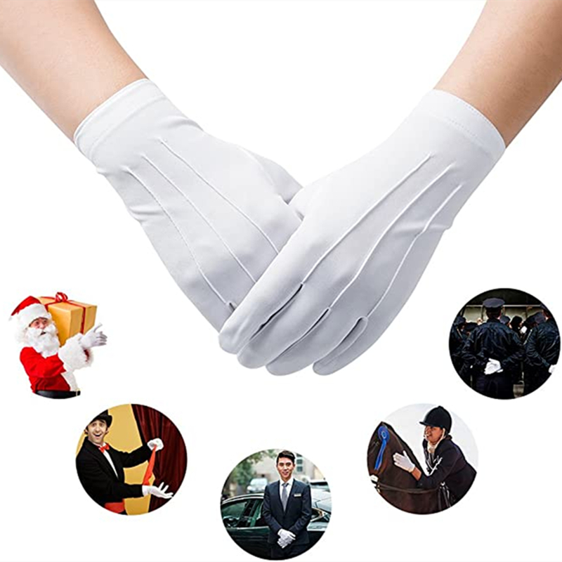 4 paar weiße baumwollhandschuhe für herren, formelle smokinghandschuhe, uniformhandschuhe, ehrengarde-handschuhe, paradehandschuhe, zeremonienhandschuhe, kostümhandschuhe, cosplay-handschuhe, münz- und schmuckhandschuhe, butlerhandschuhe