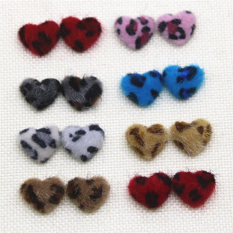 50 st 16mm leopardmönstrat hårigt tyg täckta hjärtknappar hem trädgård hantverk cabochon scrapbooking hår rosett centrum