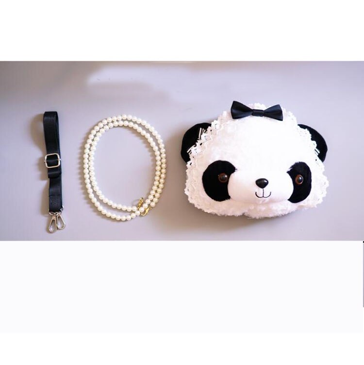 Flicka prinsessa lolita väska födelsedagsfest panda väska handgjord lolita rosa jk axelväska messenger vit och svart väska  md14