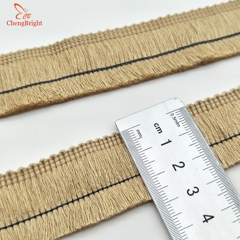 CHENGBRIGHT-frange en dentelle garniture frange | 1 cour 2.5cm de large, garniture frange, pour robe latine, vêtement de scène, accessoires dentelle, ruban: Apricot