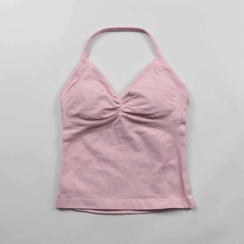 Impact Longline Strappy Top Women Seamless Yoga Tank Tops Scrunch Backless Gym Clothes Padded Workout Athletic Sleeveless Shirts