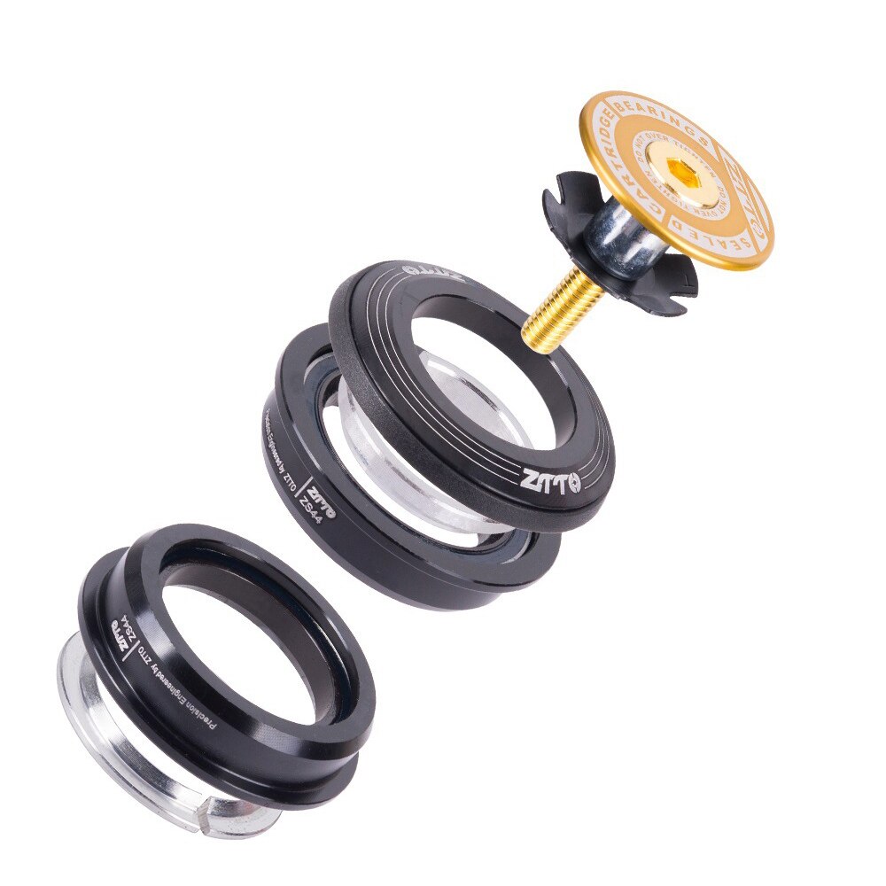 ZTTO Bicycle Internal Headset 44mm MTB Threadless Sealed Bearing 45 Degree ZS44 ZS56 Tapered Straight Fork Steerer: Gold