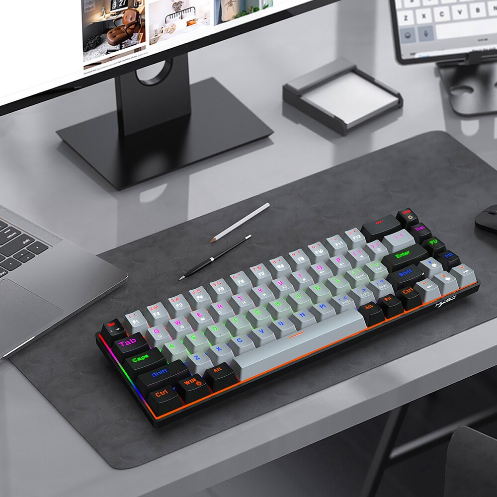 HXSJ V800 Wired Mechanical Keyboard 68 Keys RGB Gaming Keyboard with Detachable Type-C Blue Switch/Red Switch Keyboards for PC