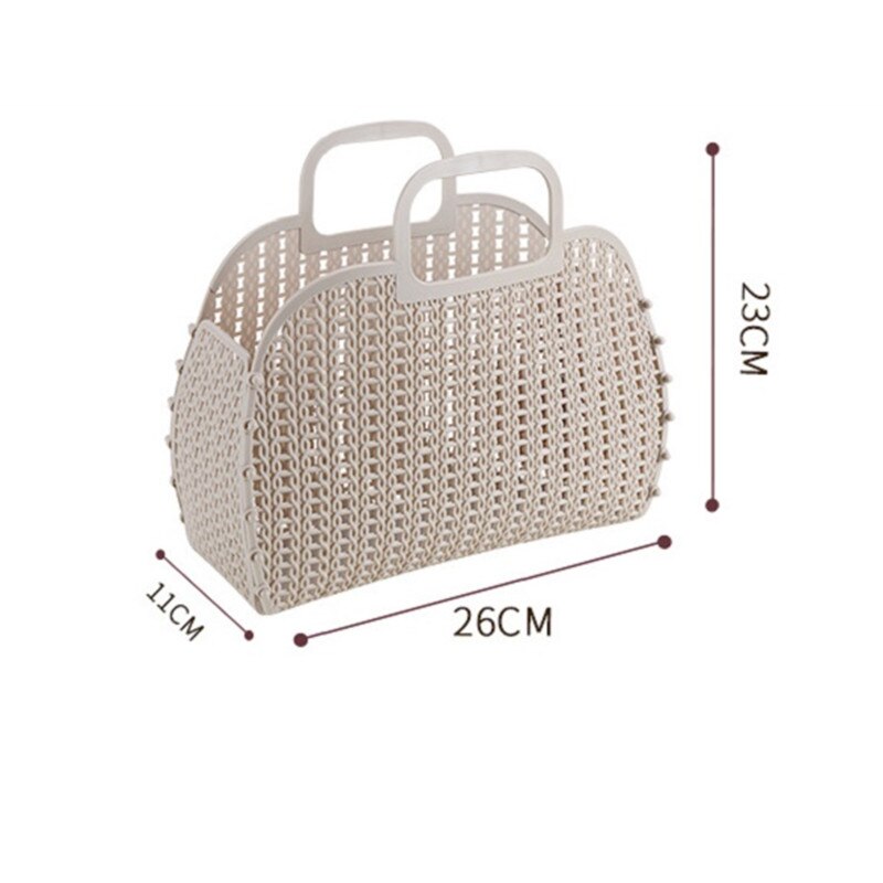 Plastic Bath Baskets Foldable Hollow Wicker Rattan Cosmetic Storage Bucket Bathroom Livingroom Hanging Finishing Drain Organizer