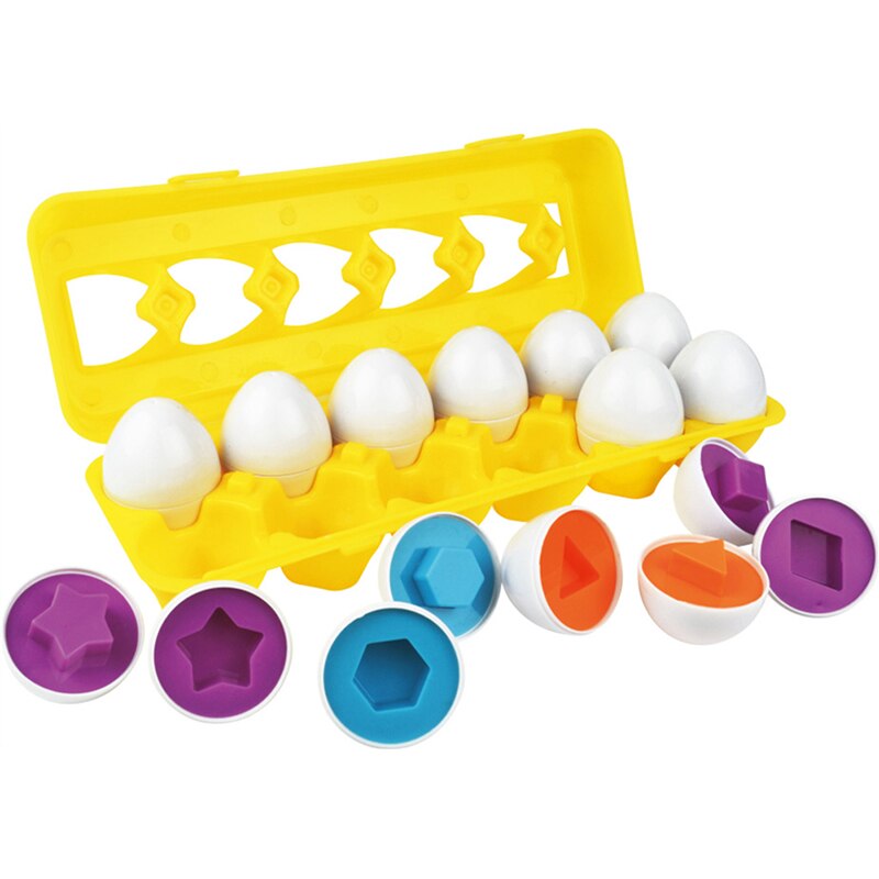 12 æg/sæt undervisning læringslegetøj blandet form klogt lade som om puslespil smarte æg baby kid æg læringspuslespil til børn: Type 3