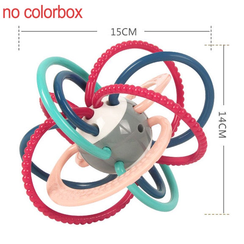 Weiche BeißRing Baby Rasseln Spielzeug für Kleinkind Kleinkind 0 12 Monate Entwickeln Hand Greifen FrüHenne Lernen Spielzeug Ring Glocke Klang Ball: BT0025-nobox