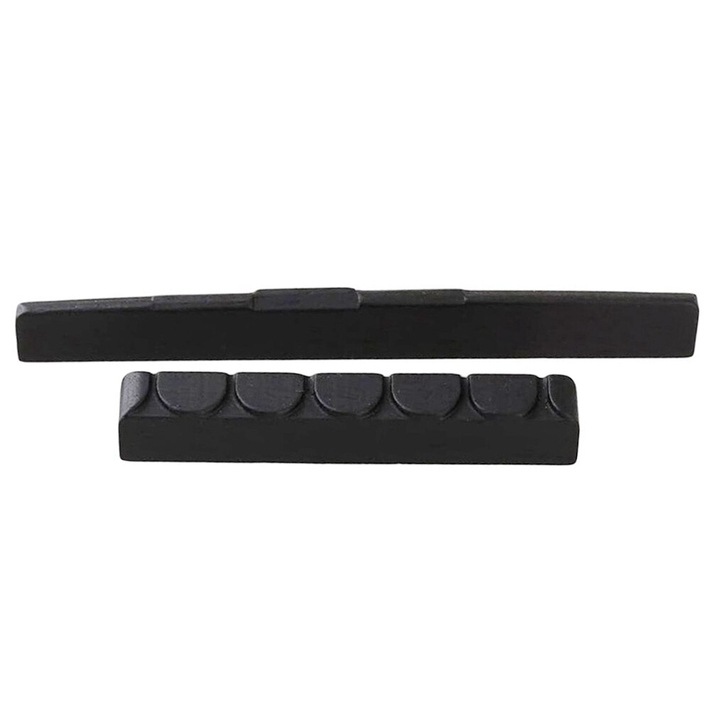 1 Stuk Zwart Ebbenhout Brug Zadels En Noten Voor 4 Snaren Gitaar Vervanging Real Ingelaste Bone Moer Voor Klassieke Folk gitaar