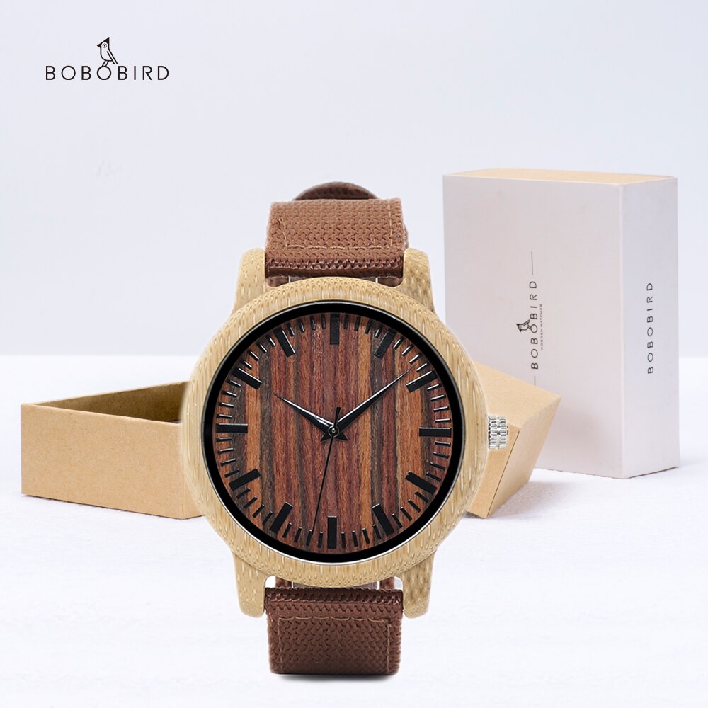 BOBO BIRD-reloj de madera para hombre, cronógrafo de cuarzo, con correa de cuero, caja de papel de: GD010-AB