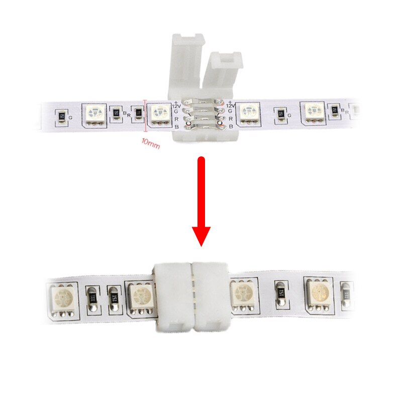 Led Strip Connector 10-Pack 4Pin Rgb Led Connector L-Vormige 10Mm Orthogonale Connector Voor SMD5050 Rgb led Strips Diy