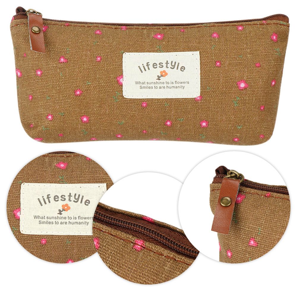 Pen Bags Pencil Box Stationery Bag Lovely Canvas Pastoral Floral Pencil Case
