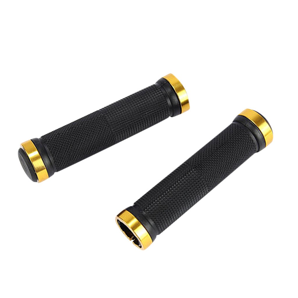 1 pair MTB Road Cycling Handlebar Grips Anti-Skid Rubber Bicycle Grips Mountain Bike Lock On Bicycle Handlebars End Grips: Gold