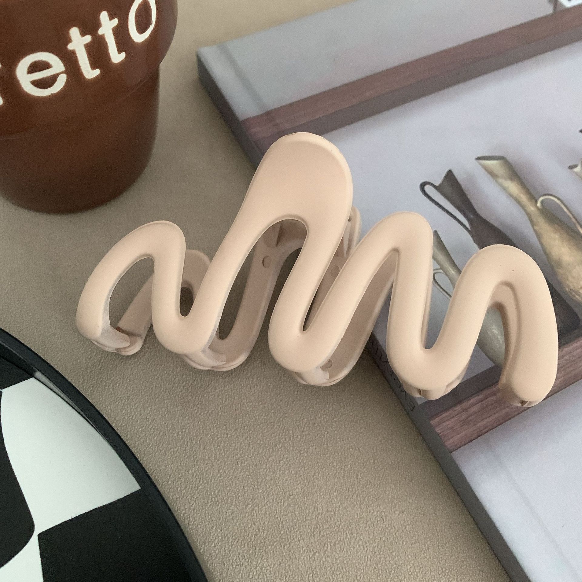 Pinza para el pelo acrílica a la , horquillas de estilo ondulado grande, pasadores, accesorios para el cabello, horquilla para mujer, tocado de cola de caballo: Verde claro