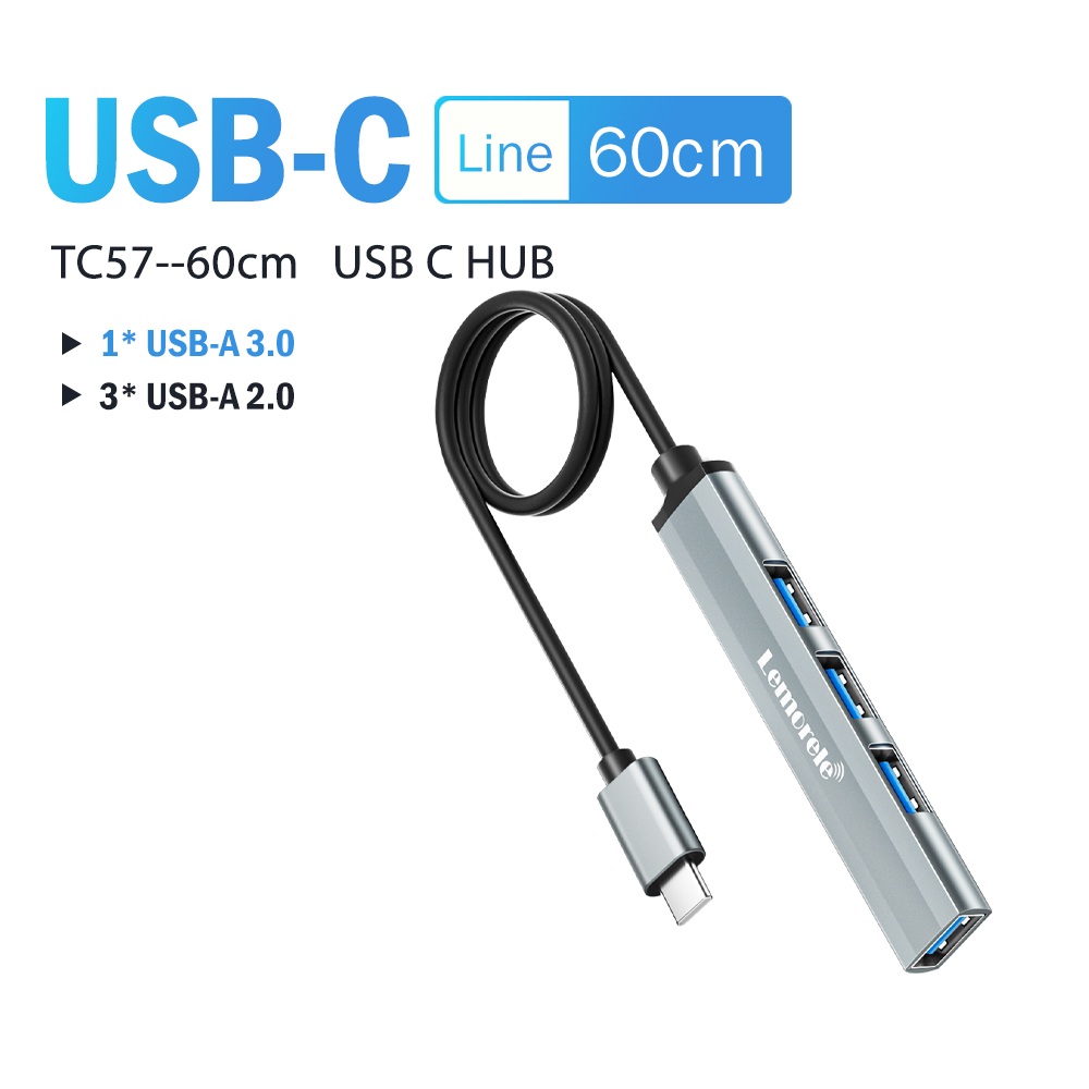 Lemorele USB Hub tipo C Hub USB3.0 OTG 4 puertos USB C/A HUB adaptador multidivisor accesorios de ordenador portátil para Lenovo Macbook Pro: Blanco