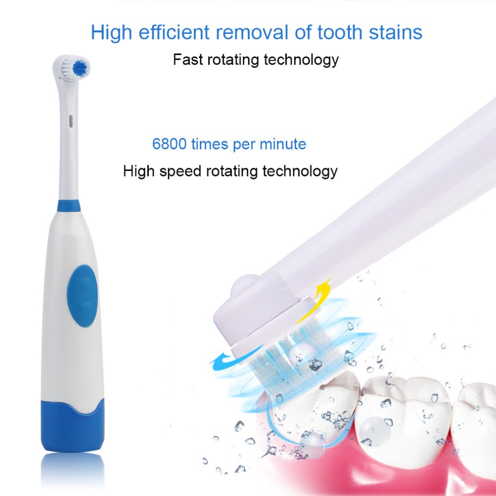 (4 Brush Heads) Electric Toothbrush with Battery Operated Teeth Brush Oral Waterproof Soft Electric Teeth Whitener Hygiene 1 set