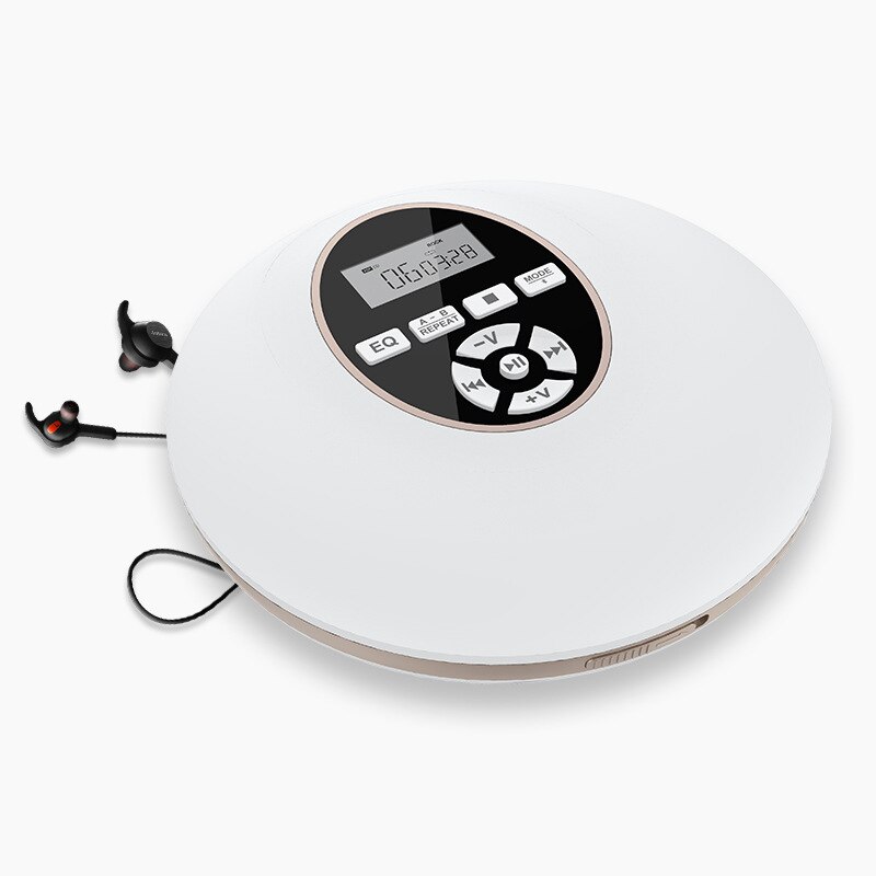 Bærbar cd-afspiller med bluetooth walkman-afspiller med lcd-skærm  o 3.5mm jackstik til (hvid)