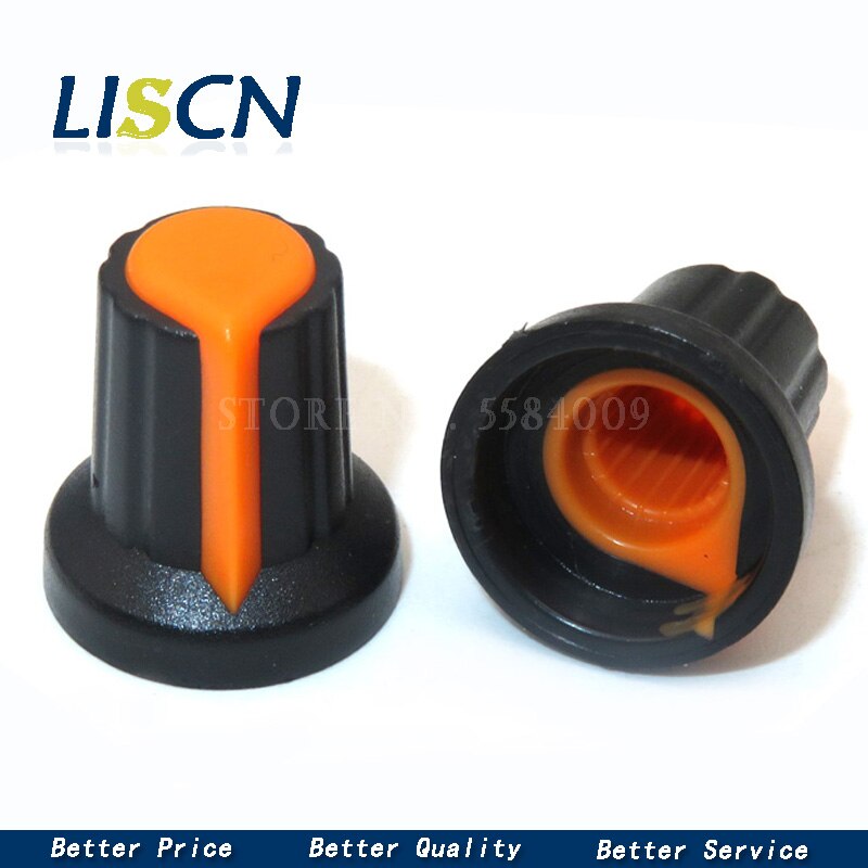 20PCS AG2 Switch Cap WH148 Plastic Knob Plum Handle 15X17mm Handle 6MM Potentiometer Cap: Orange