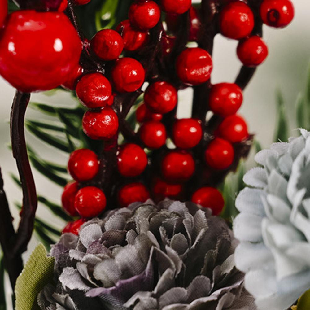 Home Artificial Christmas Tree Decor Red Fruit Pine Desk DIY Craft