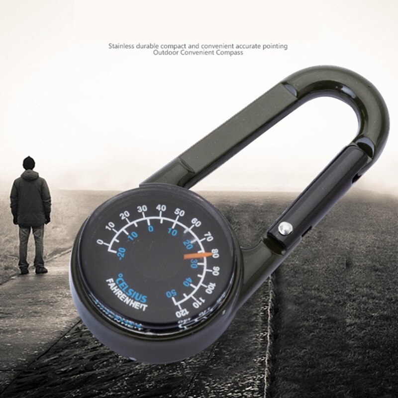 Camping Climbing Hiking 3-in-1 Compass Carabiner Thermometer Snap Hook Keychain Outdoor Survival Tools: thermometer