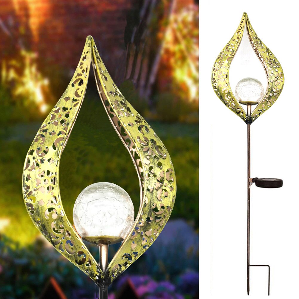Ledet sol flamme lys metal led haven lys flamme effekt lampe vandtæt udendørs lys landskab lys sol dekorativt lys: Hul stil 4