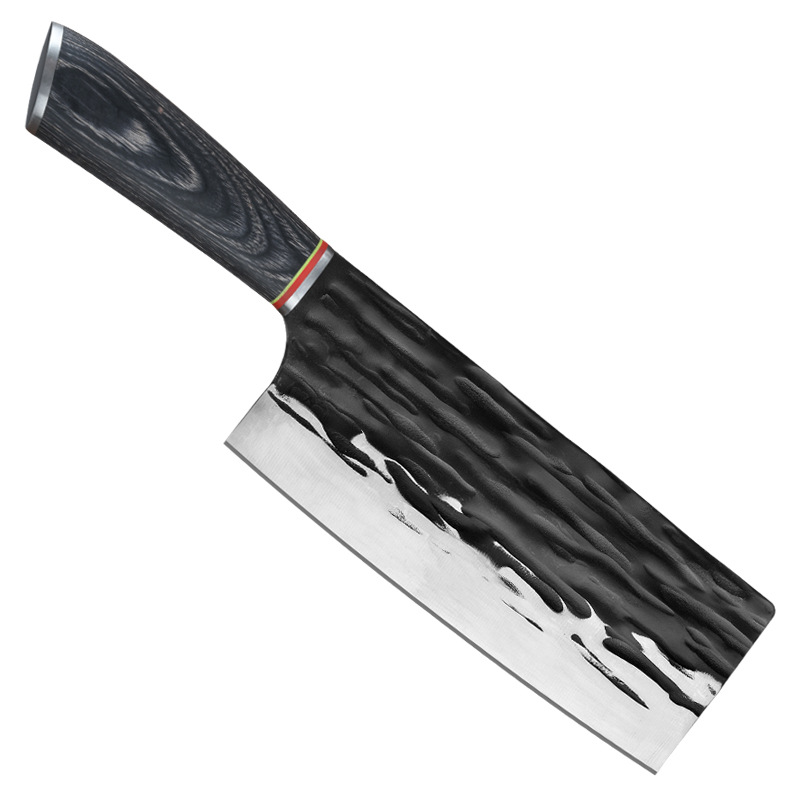 Couteau de Chef forgé Super tranchant, couteau de boucher, couteau de cuisine chinois en acier inoxydable, outils de cuisine avec manche en bois: Marron