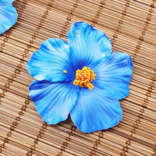 BIT.FLY 10PCS Hawaii party Hibiscus flowers Summer party DIY decorations Artificial PE hibiscus flower Hula girls headwear: Royal blue