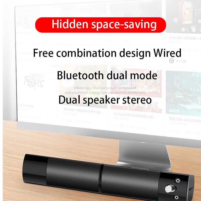 Computer Speakers USB Wired Wireless Bluetooth Home Theater Surround Play Video Game External Mic Combination Splittable