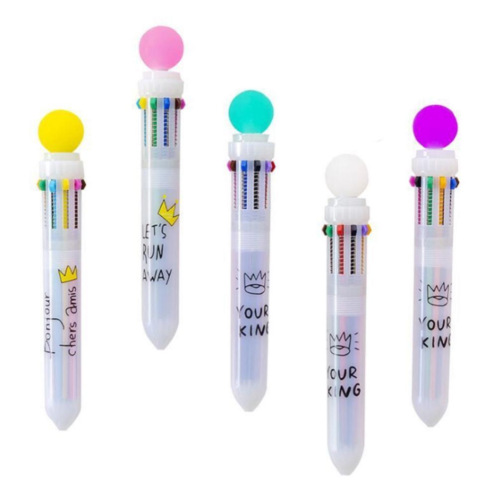10 IN 1 Multi-kleur Snoep Kleur Bal Balpen Leuke Marker Pen Kids School Office Supply