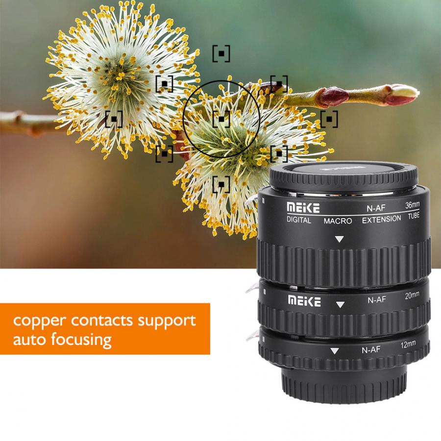 Meike Auto Focusing Macro Extension Lens Tube 12mm+20mm+36mm for Nikon F Mount DSLR macro ring camera len accessories