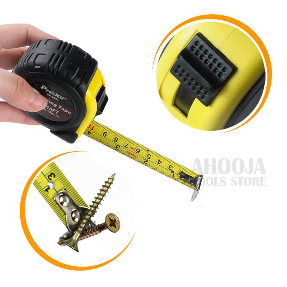 Pro'skit 3M/5M/7.5M Strong Magnetic Tape Measure Self Lock Tape Measures Distance Meter Anti-Skid Steel Band Tape Ruler Tools