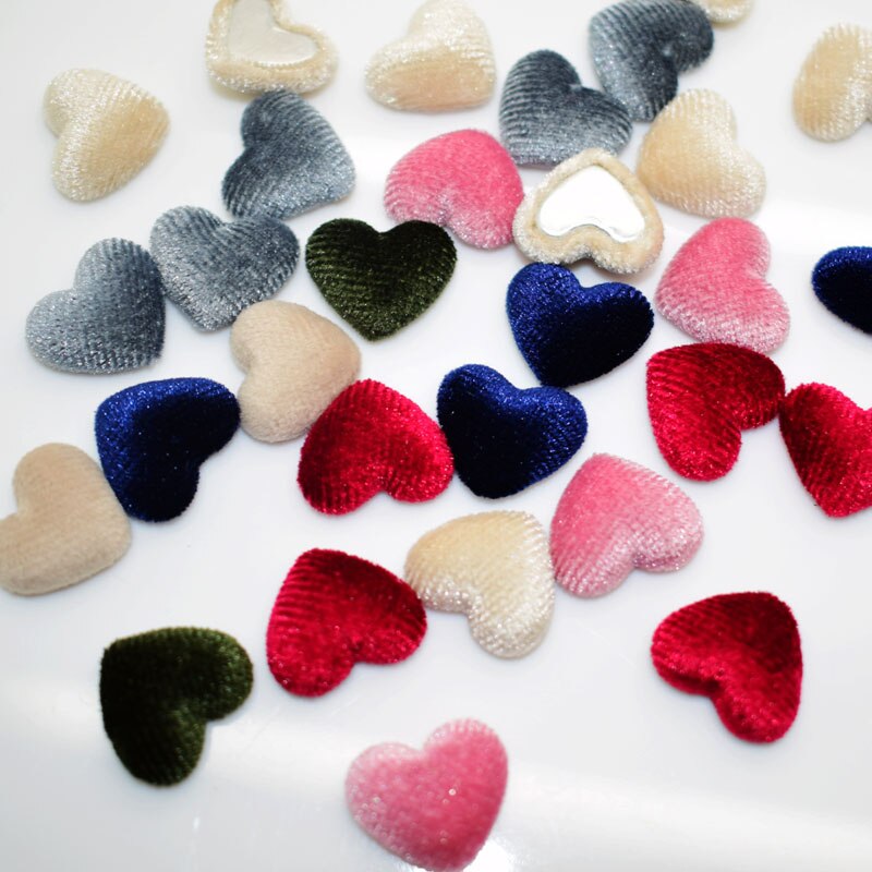 estilo 50 unids/lote 16mm tela de terciopelo Coverd forma de corazón botones traseros planos accesorio para ropa Diy joyería/decoración de la ropa