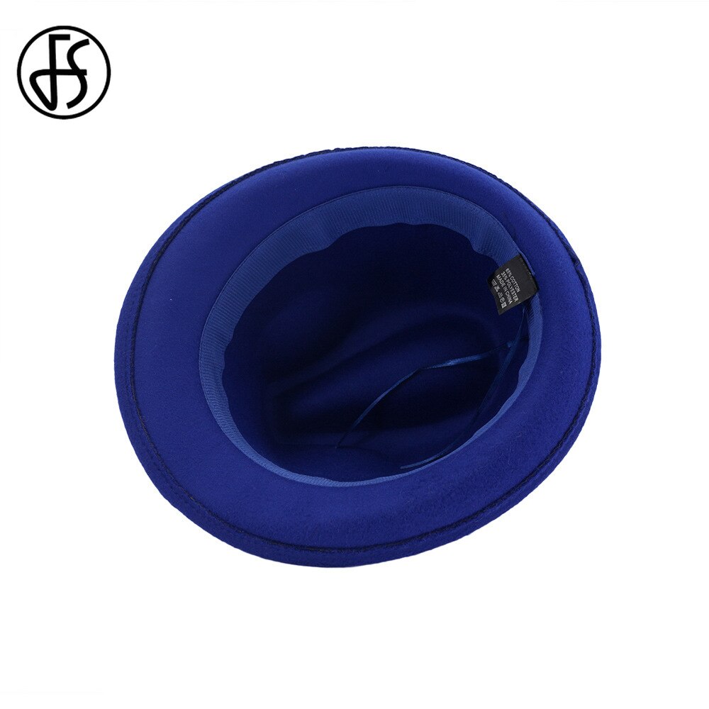 Fs wolvilt dames heren fedora hoed voor lente herfst dame gangster trilby kerk jazz hoeden panama pet zwarte krul rand