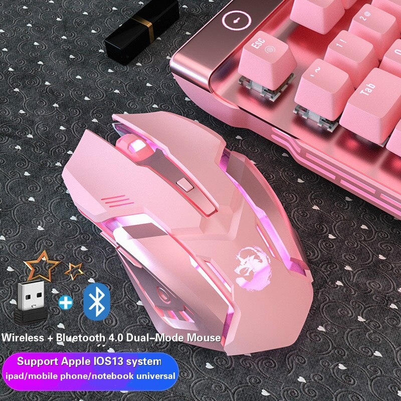 Gaming Bedrade Muis Mute Usb Leuke Meisje Optische Roze Muis 7-Knop 2400Dpi E-Sports Gaming Muis voor Pc Laptop: 2.4GHz Bluetooth S6